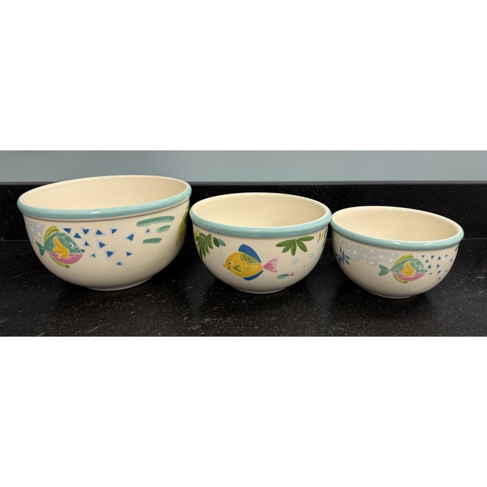 Studio Nova Barrier Reef Tropical Fish 3 Pc Nesting Bowl Set #2310 Thailand